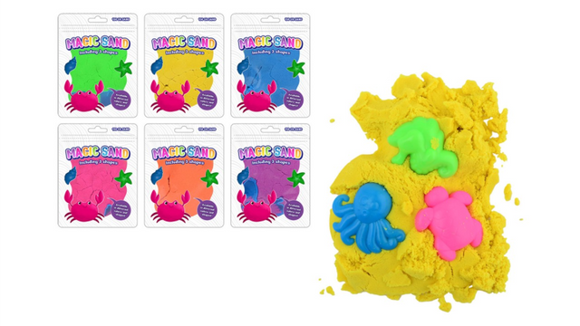 Johntoy magisch zand 150 gram in foilbag met 3 accessoires - assorti