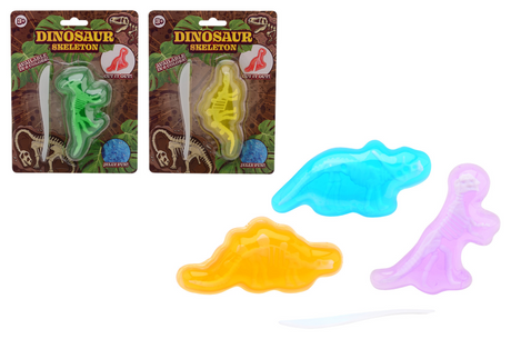 Johntoy cut out dino slijm skelet op kaart 6 assorti
