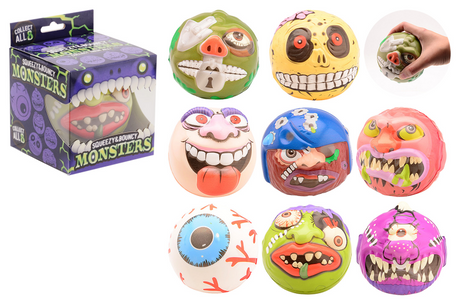 Johntoy squeeze monster bal in doos 8 assorti