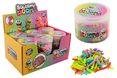 Johntoy squirmy regenboog wormen pot 40 gram in display