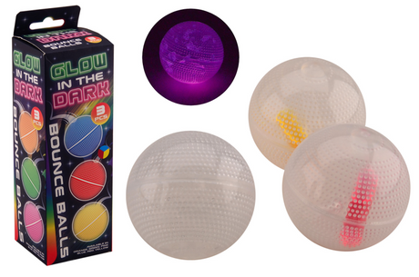 Johntoy glow in the dark stuiterballen, 3 stuks in doos