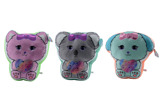 Johntoy plush play - xl schattige dieren kussen 3 assorti