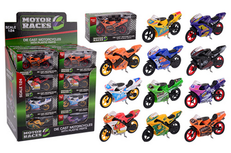 Johntoy super bike motorset 1:24 in display 6 assorti