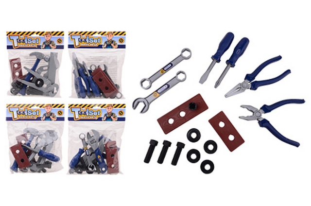 Johntoy gereedschap set deluxe in zak 4 assorti