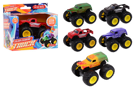 Johntoy kleur veranderende monster truck in doos - 4 assorti