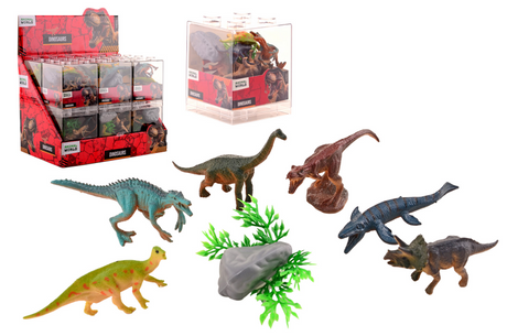 Johntoy animal world - wilde dinosaurussen 8-delig in stapel kubus
