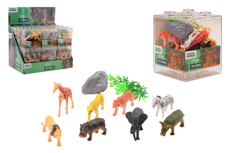 Johntoy animal world - wilde dieren dieren 10-delig in stapel kubus