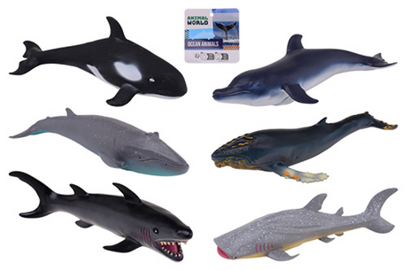 Johntoy animal world oceaan dieren soft 25 cm 6 assorti