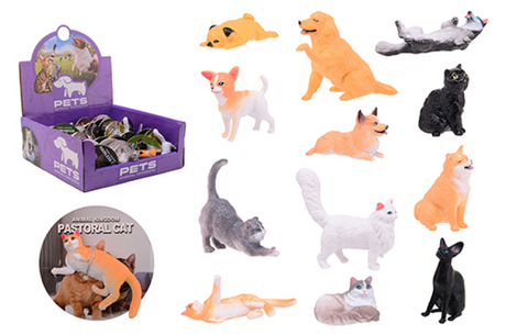 Johntoy animal world dieren op kaart in display - huisdieren