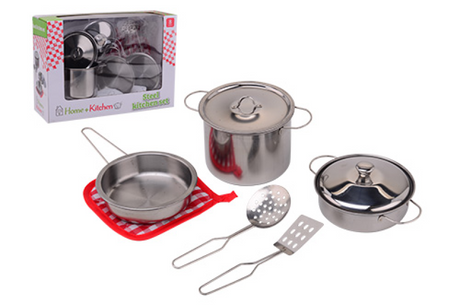 Johntoy home and kitchen stalen pannenset 8-delig