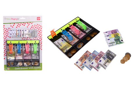 Johntoy kassalade met speelgeld 120-delig - kassageld - speelgoed geld - speelgoed jongens - speelgoed meisjes - schoencadeautje - kassa - kassa speelgoed - schoencadeautje jongen - speelgoedwinkeltje