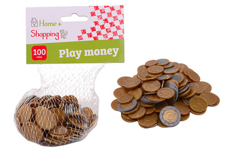 Johntoy home and kitchen euro speelgeld, 100 munten in net