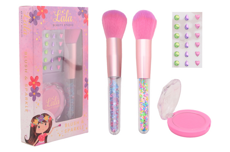 Johntoy lala - blush en brush set met stickers 2 assorti