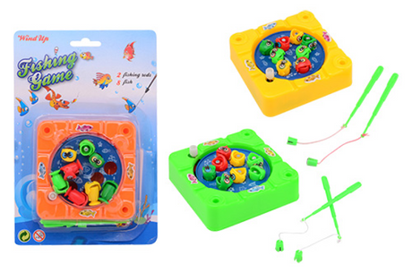 Johntoy opwindbaar magnetisch visspel op kaart 3 assorti