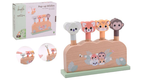 Johntoy jouéco houten behendigheidsspel wildies family pop-up speelgoed.