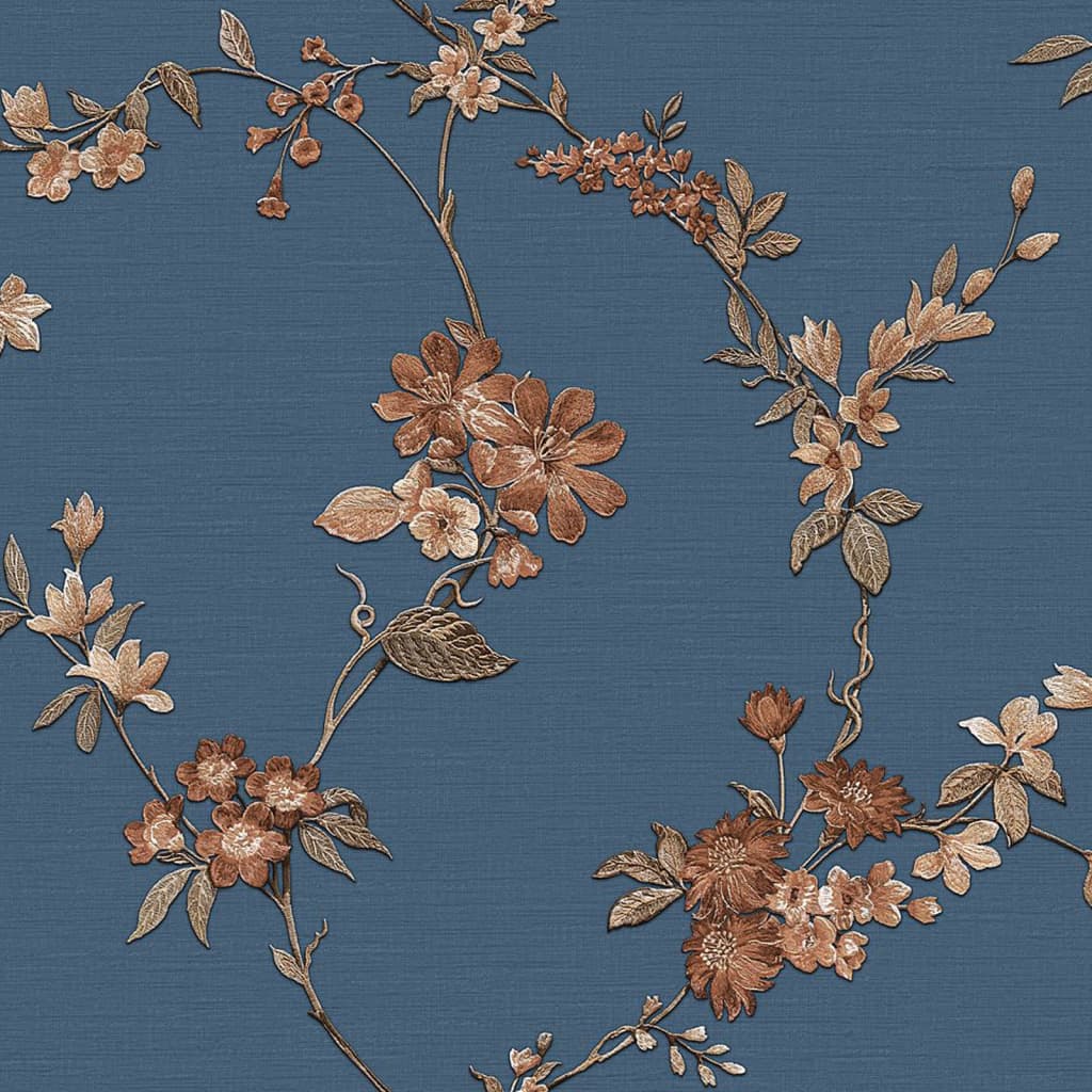 Hollandske vægcoverings Hollandske Wallcoverings tapet blomster mørkeblå og bronze farvet