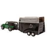 Basic City Die Cast Jeep con rimorchio di cavallo verde nero