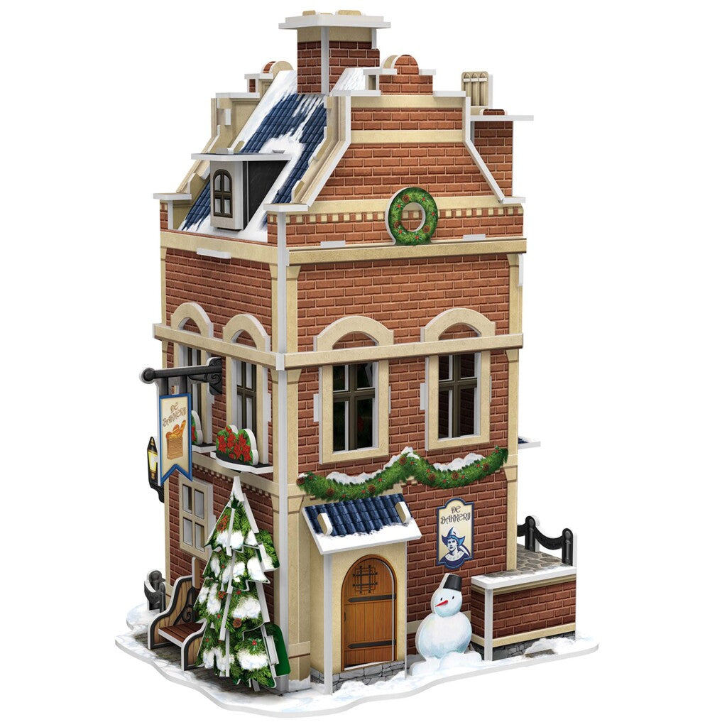 Cubic fun cubic fun 3d puzzel hollands huisje winter bakkerij + licht 65 stukjes