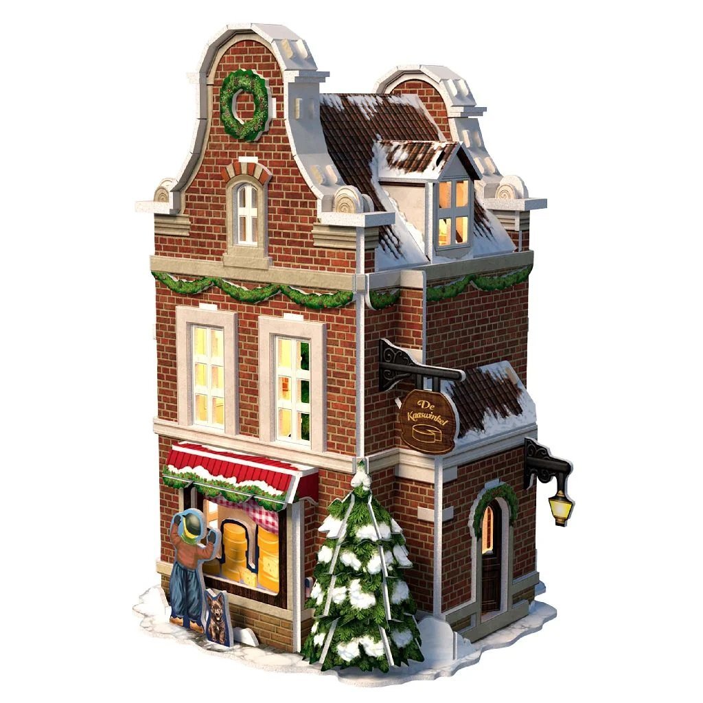 Cubic Fun 3D Puzzle Hollands Huisje Winter Cheese Shop + Lys 60 stykker