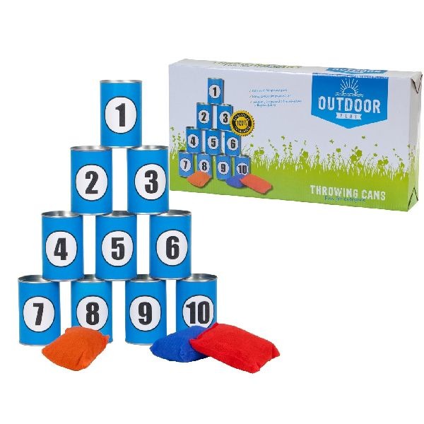 Outdoor play throwing cans