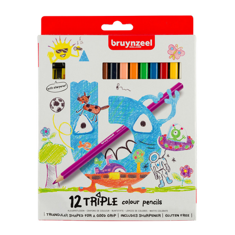 Bruynzeel kids triple kleurpotloden set 12