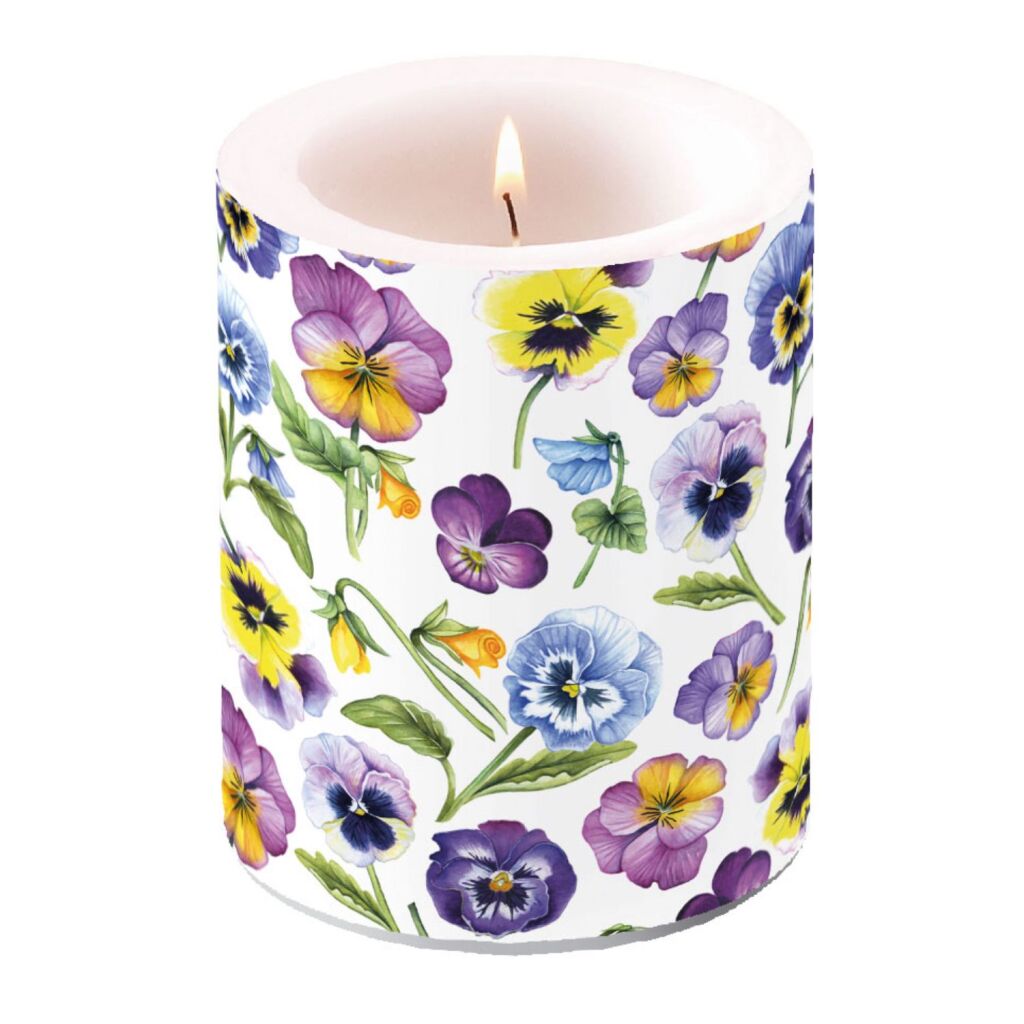 Ambiente Candle grouss Violetten 75 Stonnen 10x12 cm