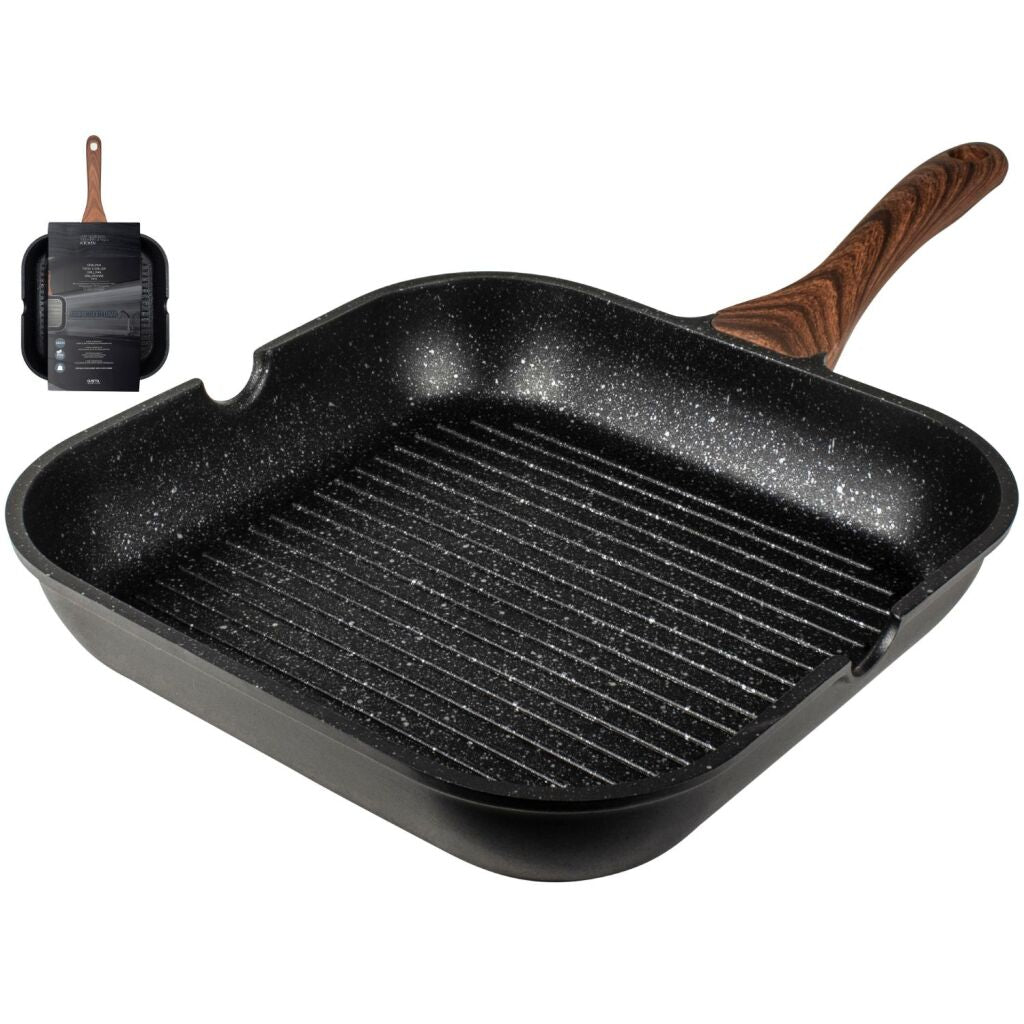 Gusta gusta granito fuerte stone grillpan 28 cm zwart bruin