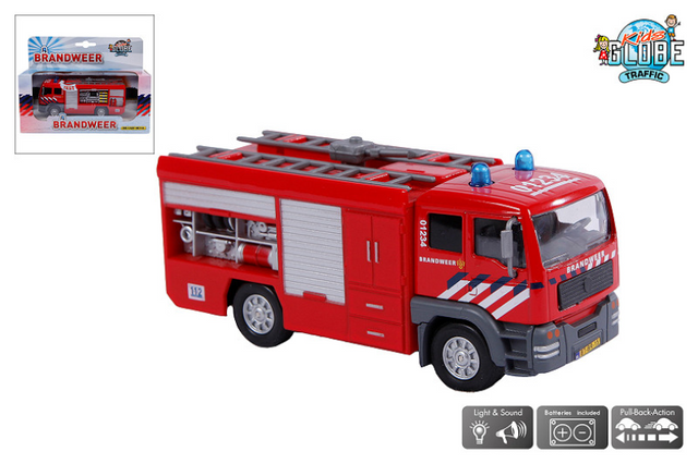 Kids globe brandweer die cast tankauto met l g
