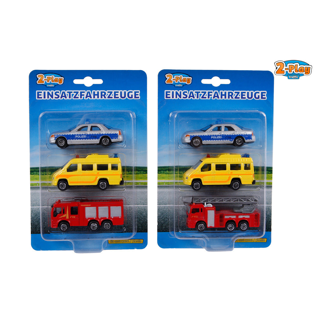 Basic 2-play Traffic Rescue car #039; s set of police fire brigade ambulance