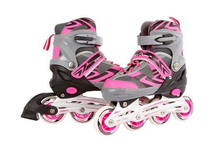 Street rider inlineskates junior aluminium roze grijs mt 29-32