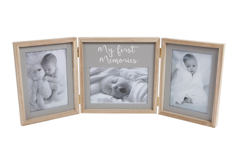 Fotolijst my first year '3-luik' 50x20x1,5cm grijs hout