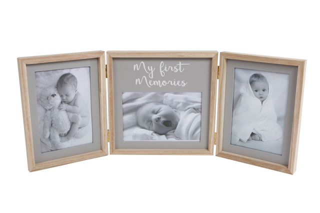 Fotolijst my first year '3-luik' 50x20x1,5cm grijs hout