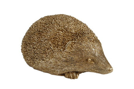 Sculptuur egel l goud polystone 15x10x7cm