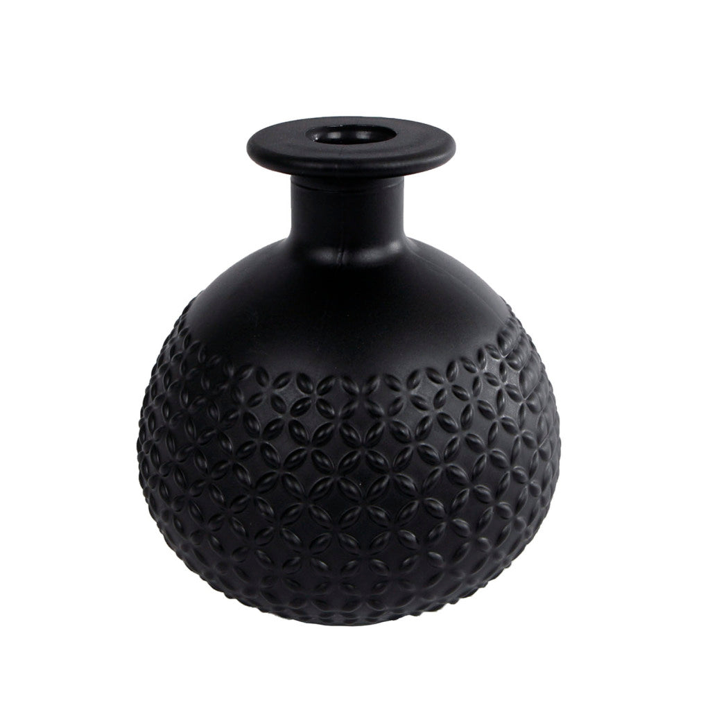 Miscellaneous Vase Diamond Bol Mat Black Glass 11x11x12cm