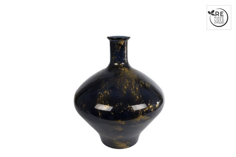 3r vaas meguino l zwart goud glas 37x37x46cm