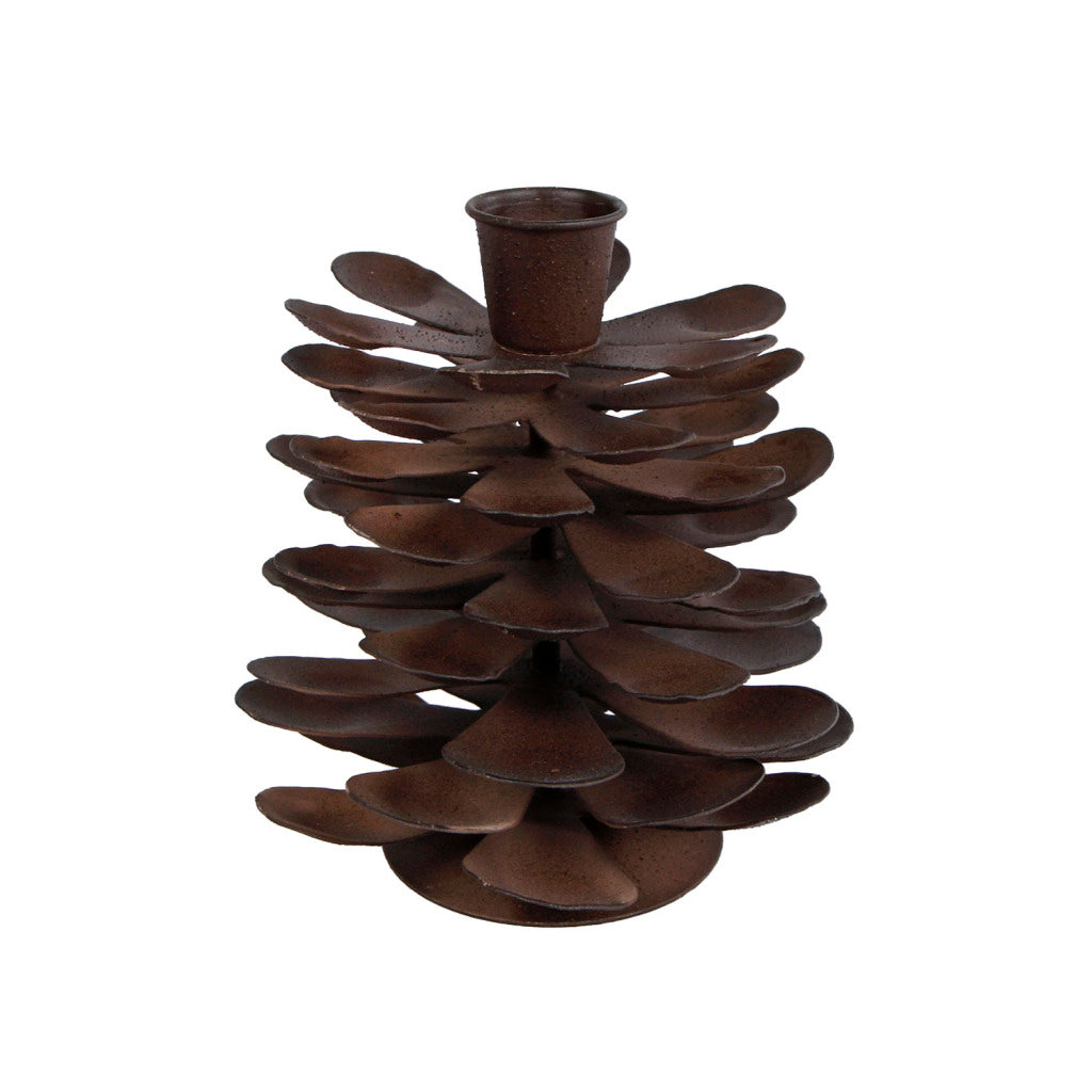 Other brands Metal candlestick pine cone 11x11x12 cm rust brown