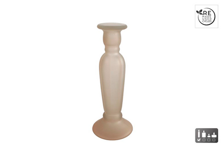 3r kandelaar vaas anadir mat beige glas 9x9x22cm