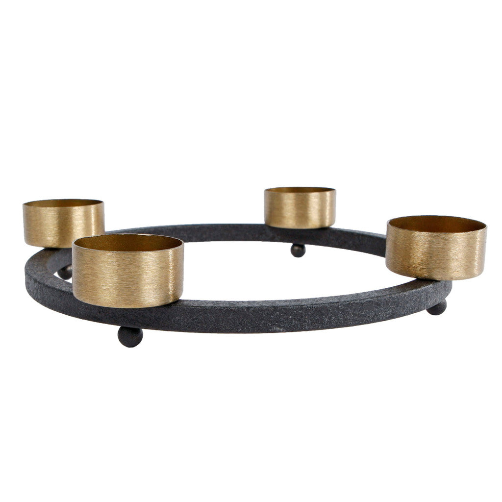 Andra märken Tealight Holder Yono 23x23x5 CM Black Gold Metal