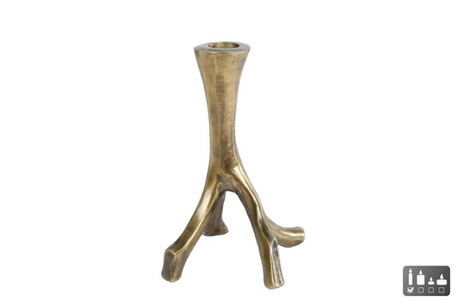 Kandelaar brench antiek goud aluminium 15x13x22cm
