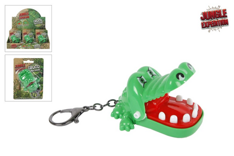 Jungle expedition bijtende krokodil sleutelhanger 7cm