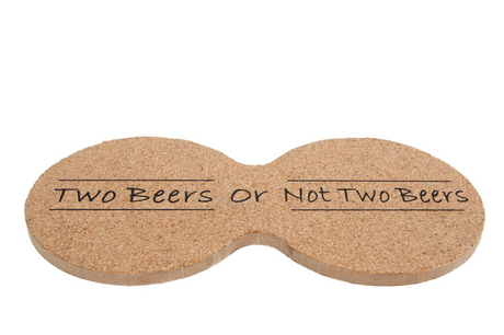 Onderzetter two beers kurk 19x9,5x0,6cm 4 stuks