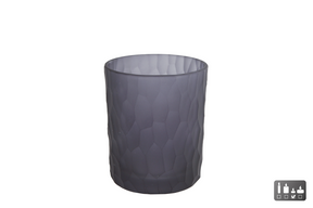 Theelichth dex s mat zwart glas 7,5x7,5x9cm
