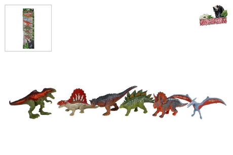 Dinoworld 6 dinosaurus figuren 9 cm. 2 assorti