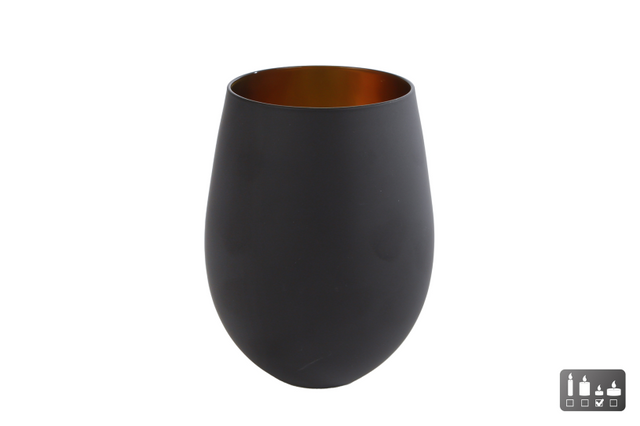 Windlicht martien zwart goud glas 7,2x5x12cm
