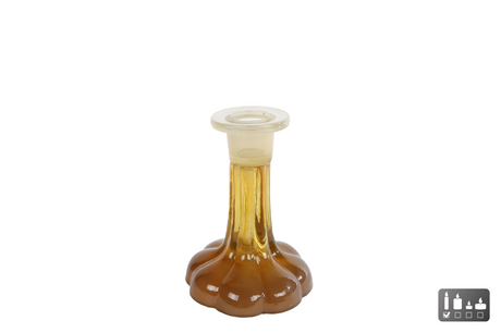 Kandelaar eline bruin crme glas 9x9x10cm