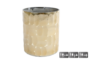 Theelichth theo l antiek goud glas 13x13x15cm