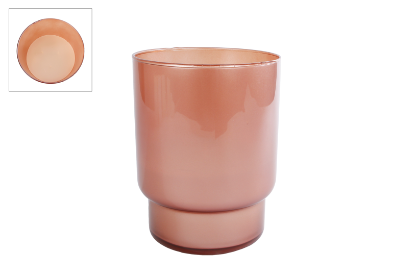 Kaars 3-wick 40uur parafine gl.terra kaars glas 14x14x18,5cm