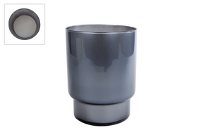 Kaars 3-wick 40uur parafine gl.grijs kaars glas 14x14x18,5cm