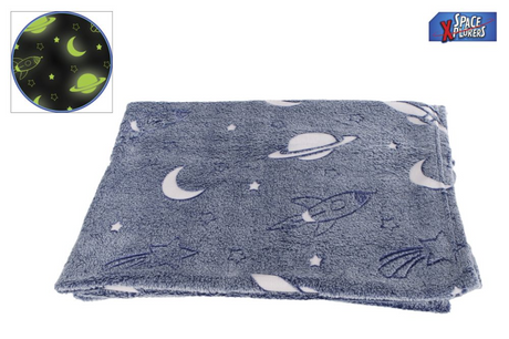 Space xplorers plaid glow in the dark 100x150cm