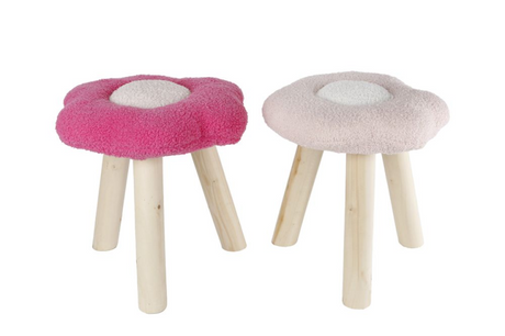 Krukje flower roze fuchsia a2 hout stof 30x30x33cm